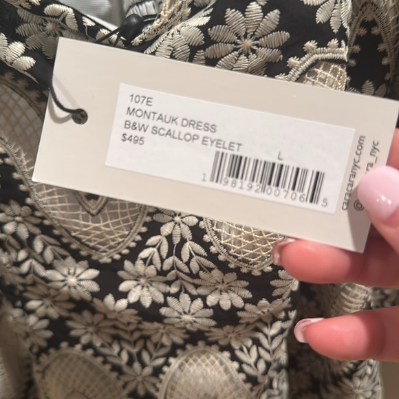 NWT Cara Cara Montauk B&W Scallop Eyelet Mini Dress Large - Picture 5 of 8